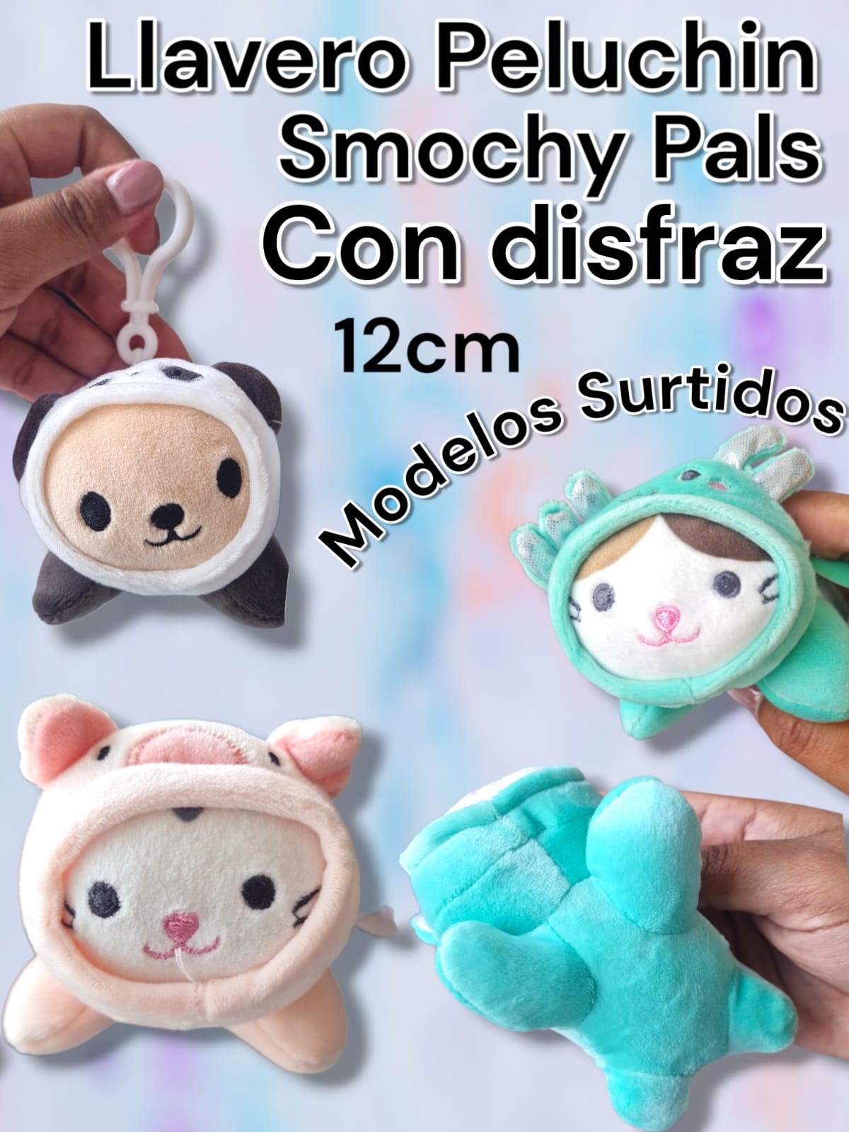 LLAVERO PELUCHIN ACOSTADOS 12CM