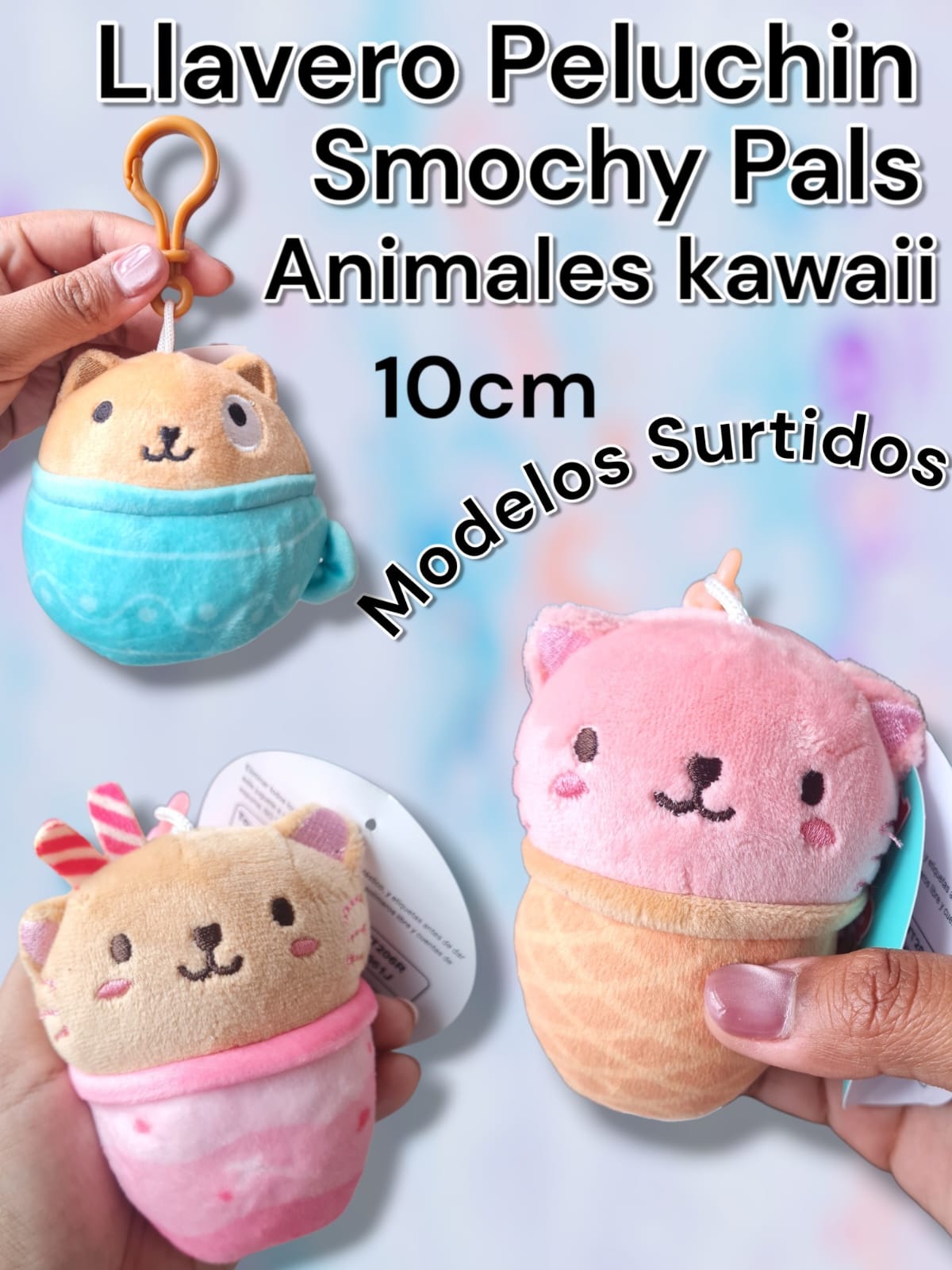 LLAVERO PELUCHIN ANIMALITOS CON COMIDA 10 CM