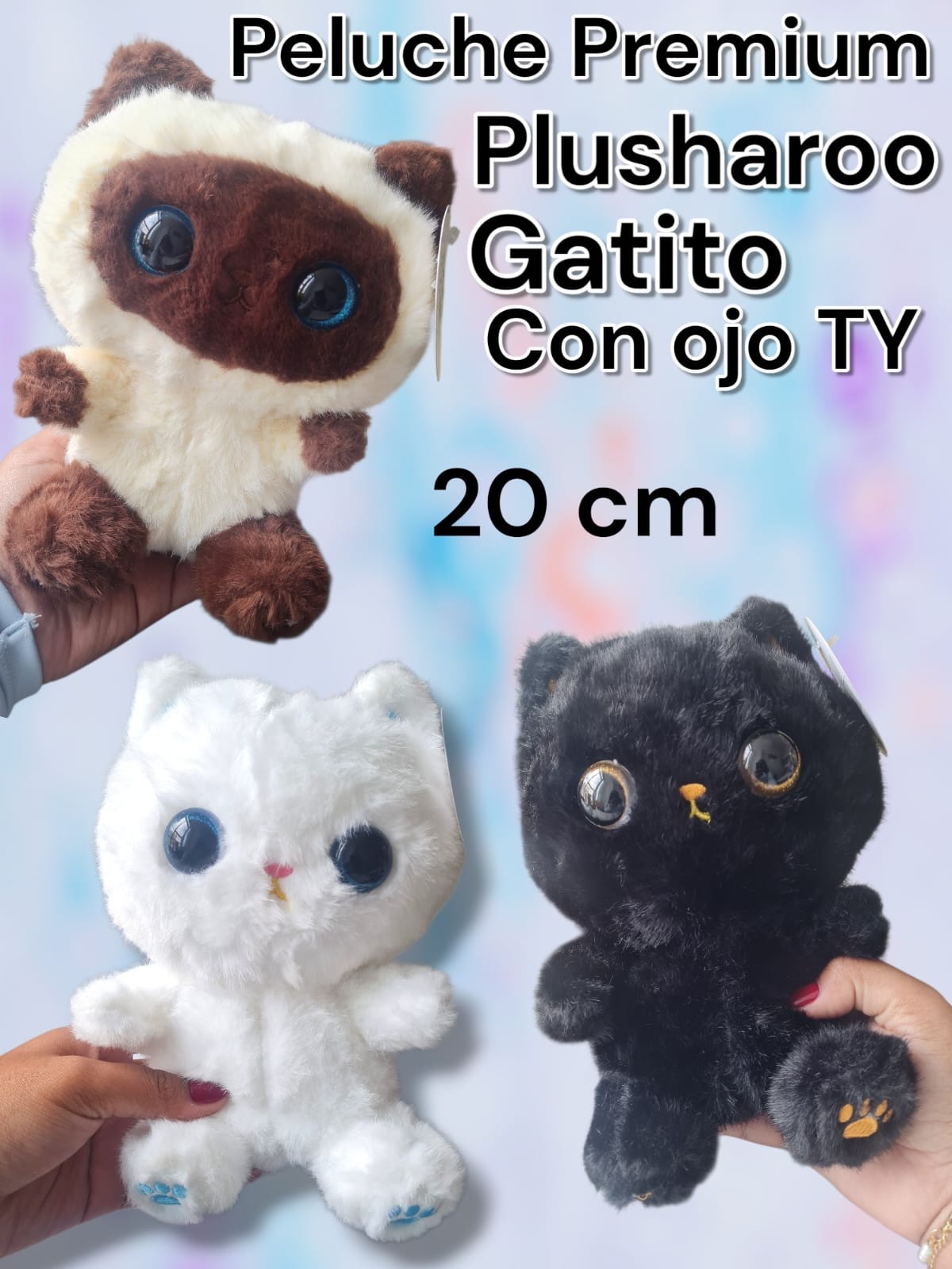 PELUCHE PREMIUM PLUSHAROO GATITO OJOS TY