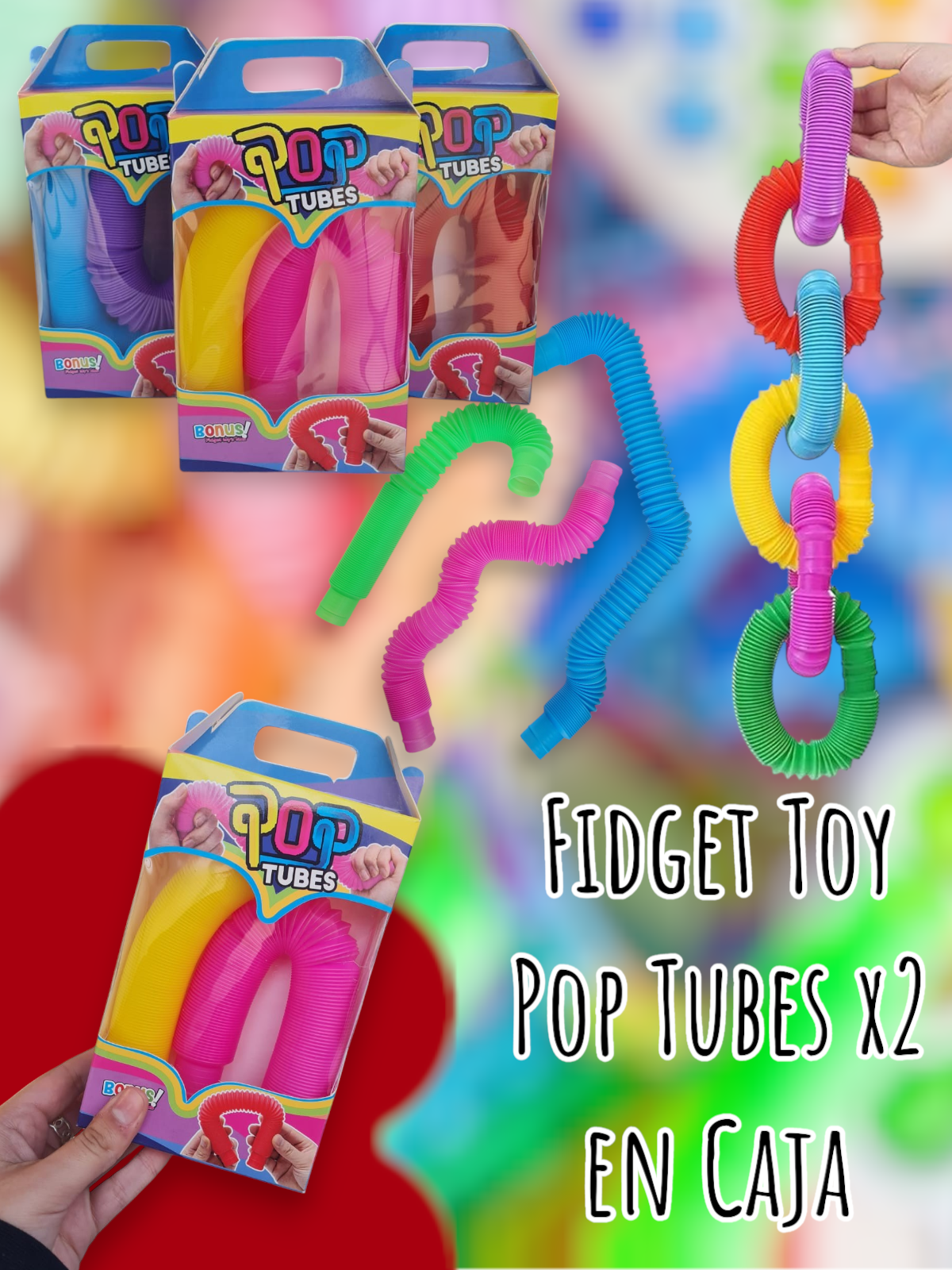 Pop Tubes Blister x 2 BONUS FIDGET TOYS ( X-tend )