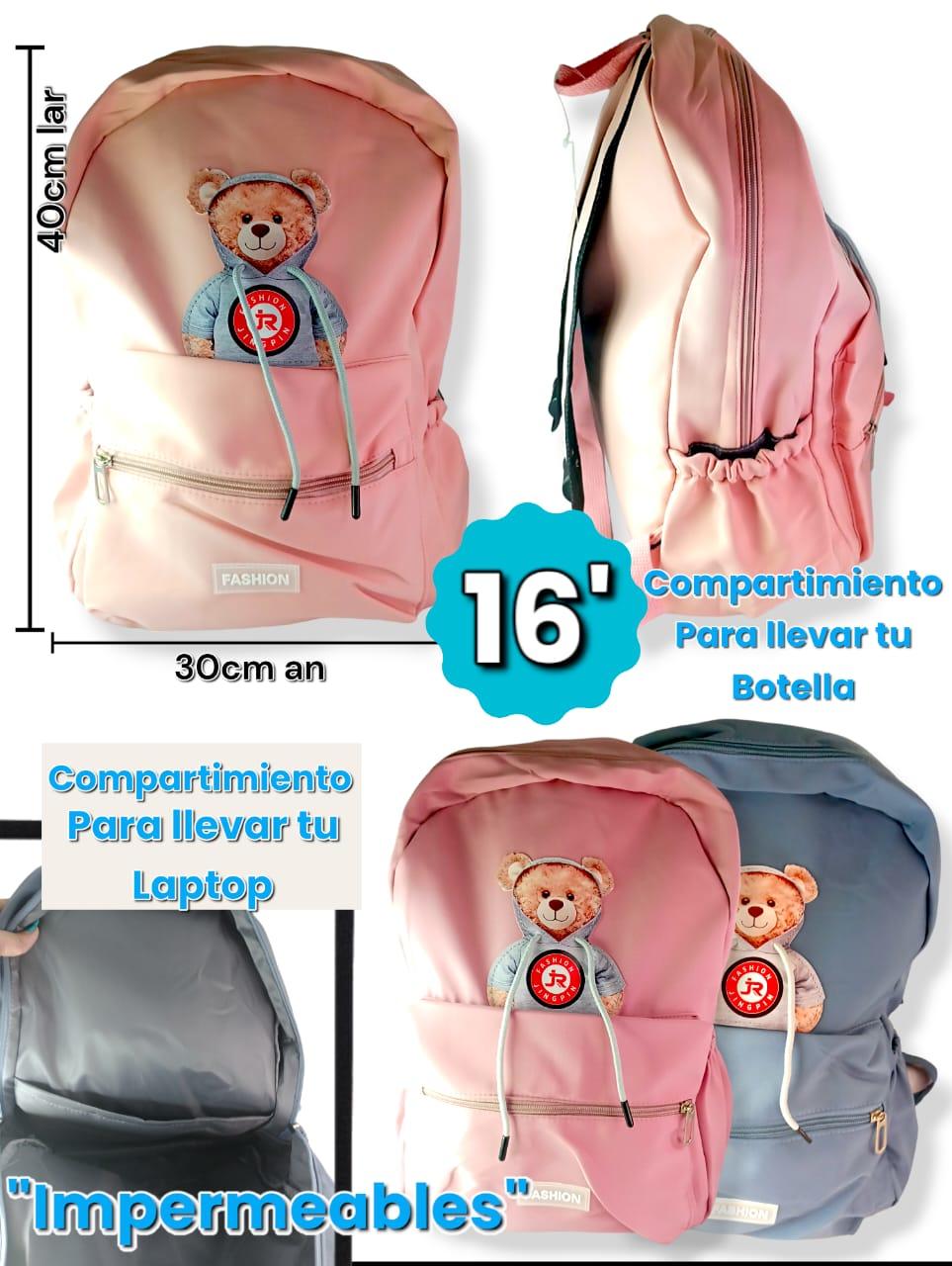 Mochila 16" impermable Osito con Cordones