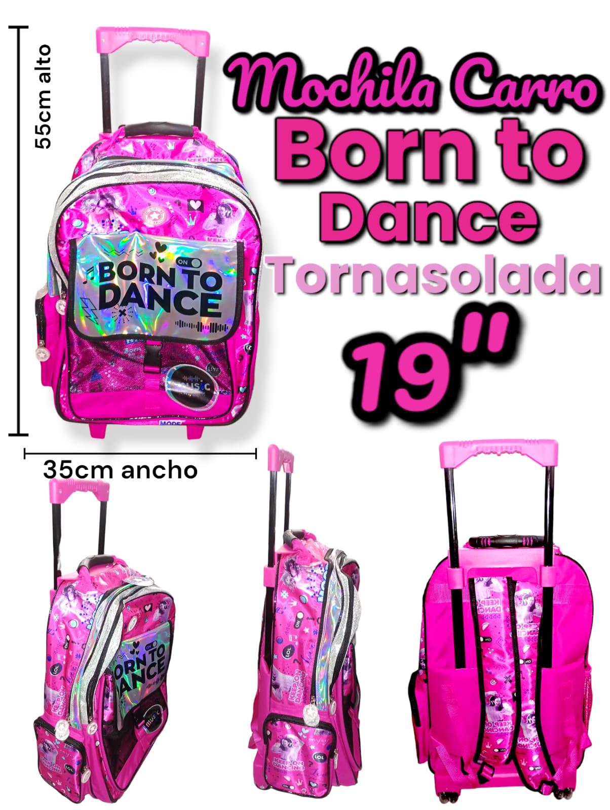 Mochila Carro BORN TO DANCE Tornasoladas 19"