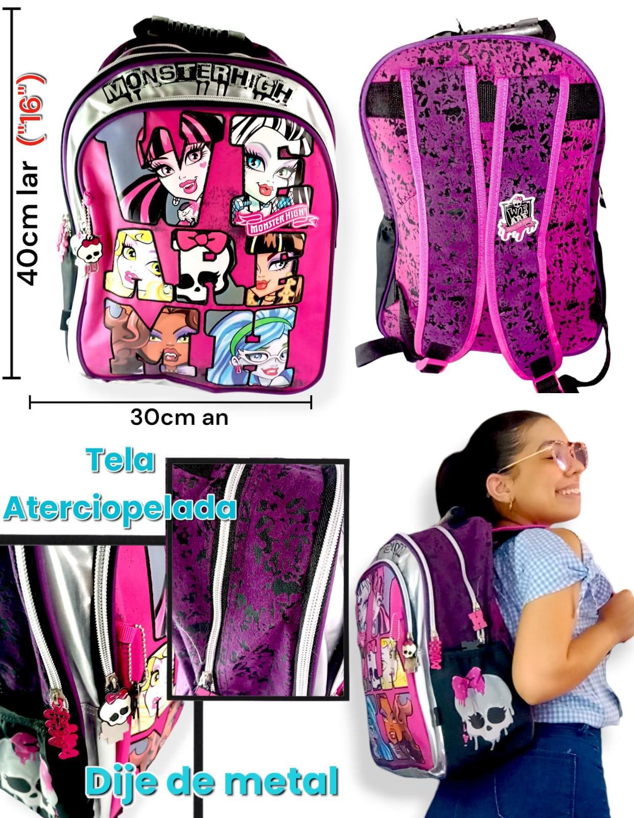 Mochila Monster Hight "16" Aterciopelada