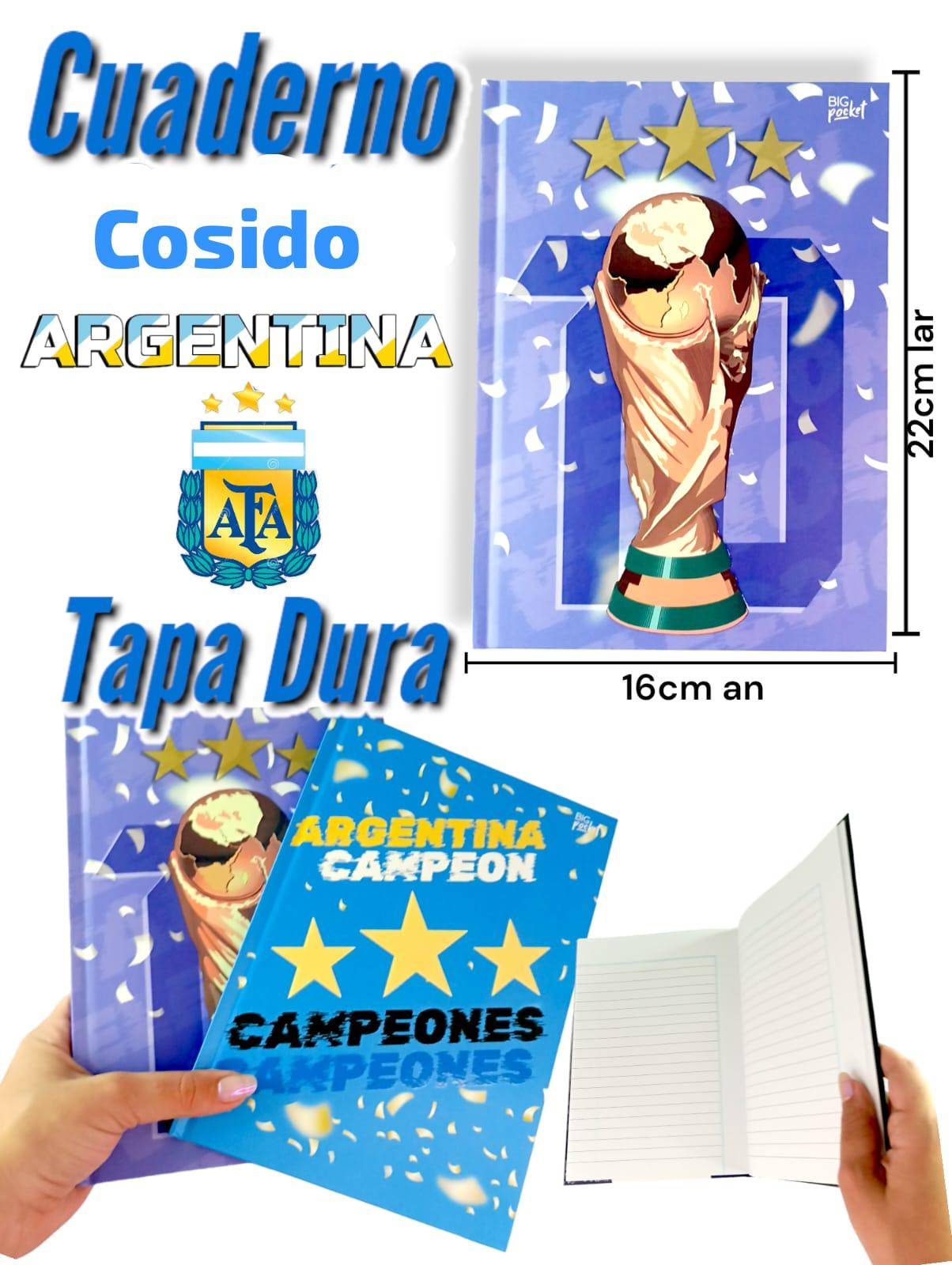 CUADERNO COSIDO ARGENTINA CAMPEONES DEL MUNDO
