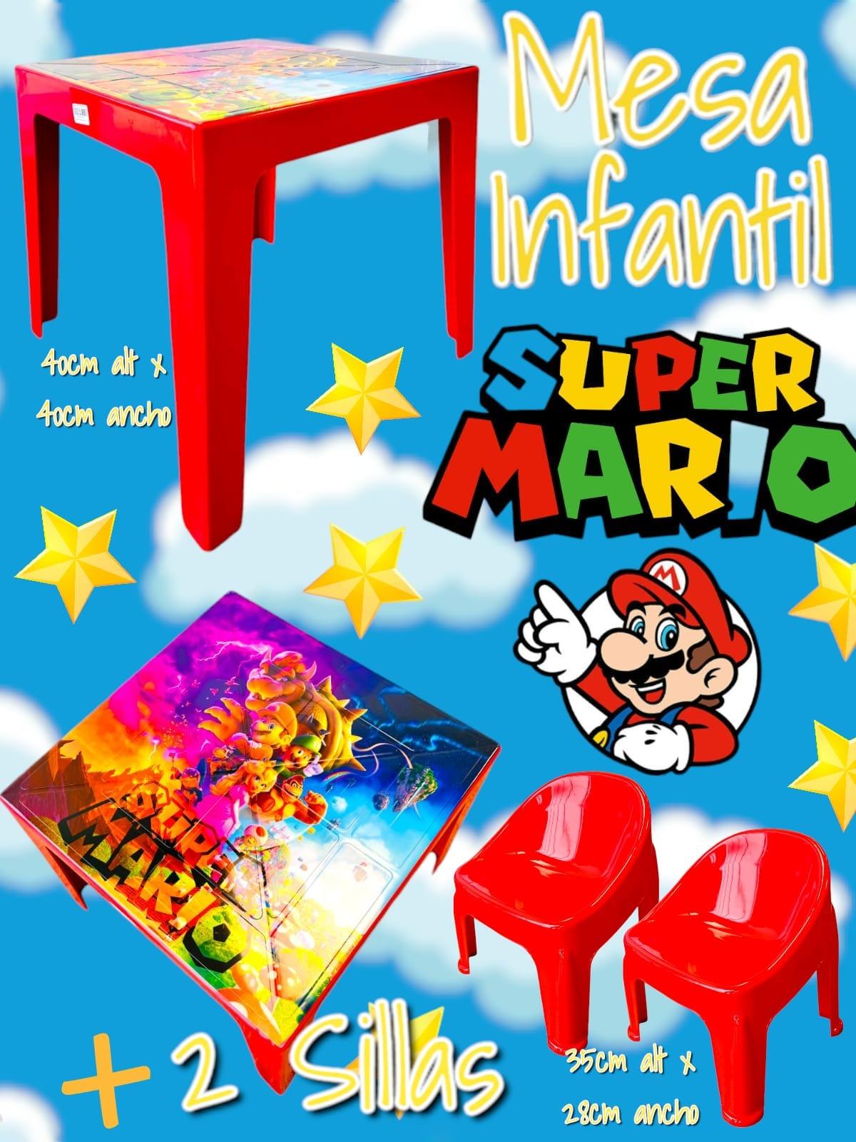 Mesa Infantil + 2 Sillas SUPER MARIO