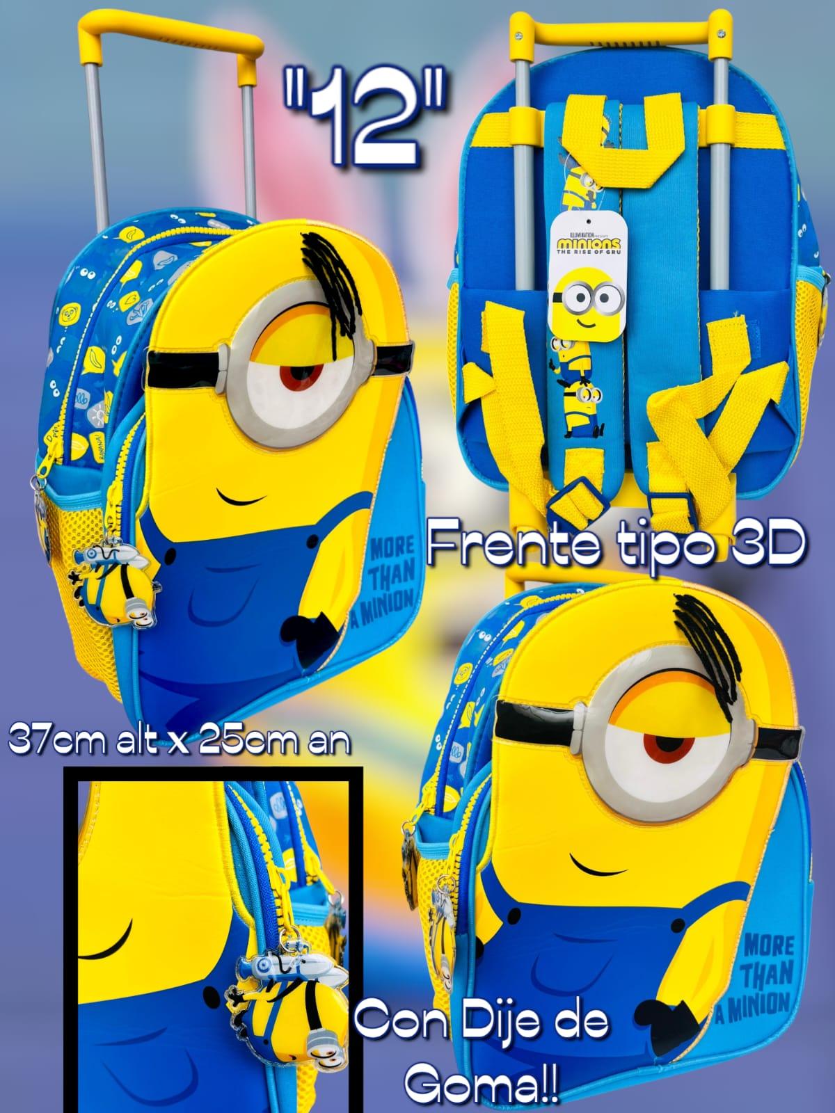 Mochila Carro "12" Frente tipo 3D Minions