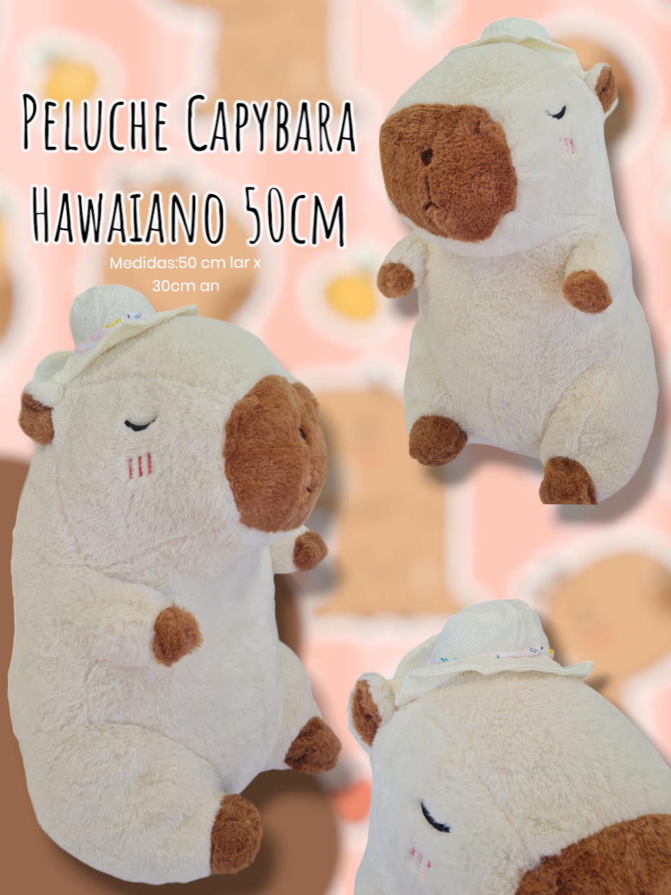 Peluche Capybara Hawaiano 50cm