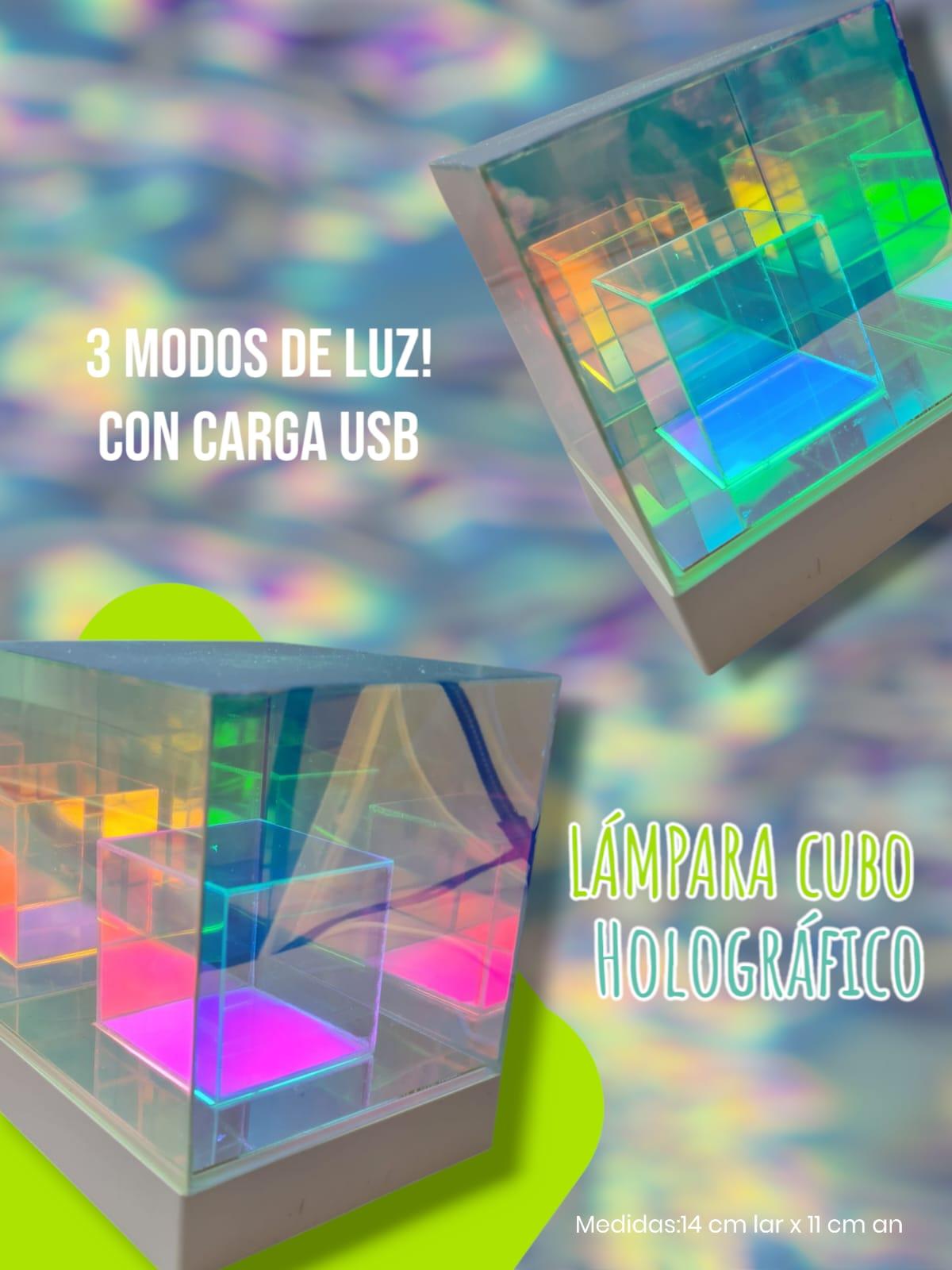 Lampara Cubo Holografico con cable USB