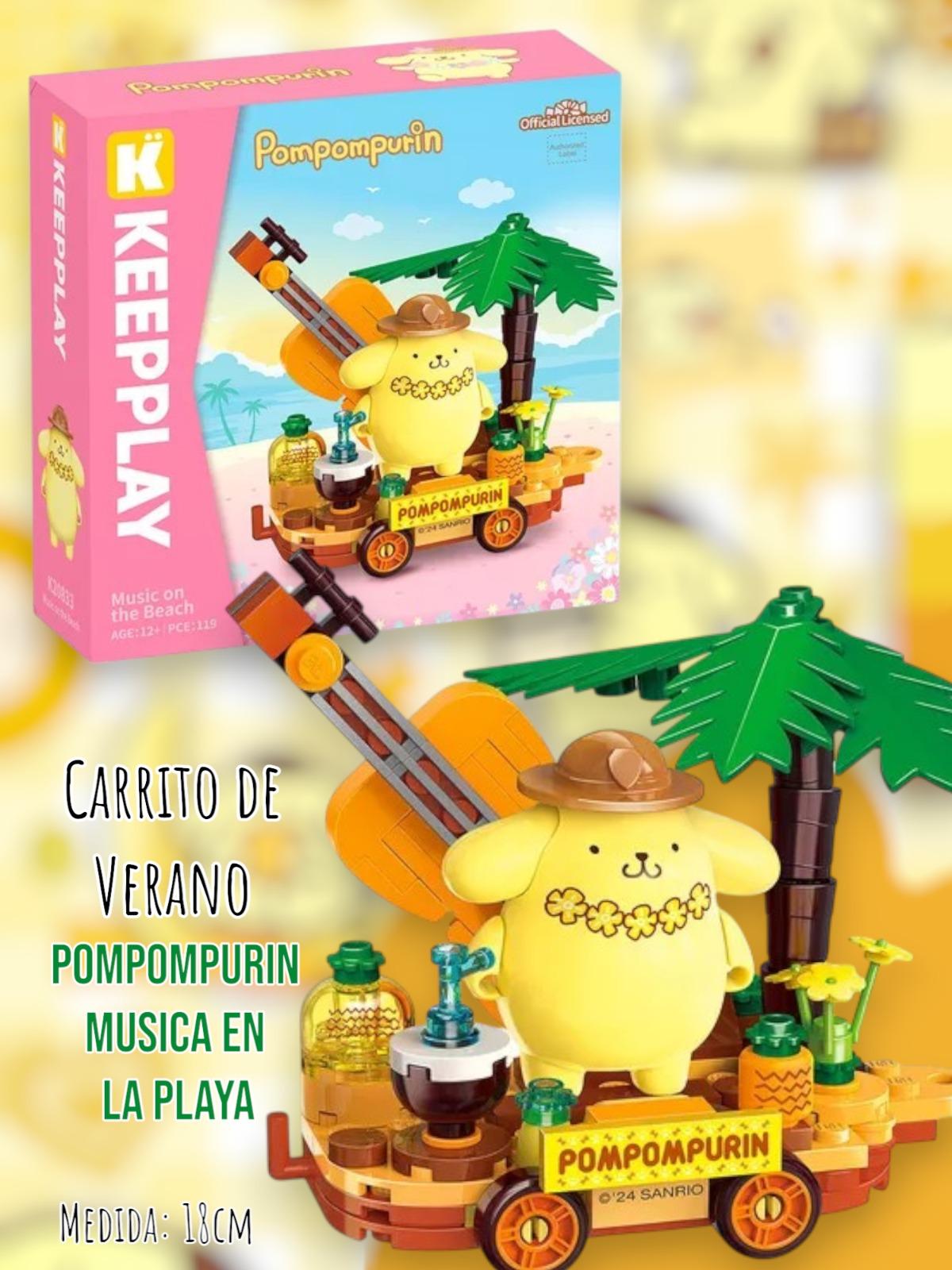 Hello Kitty Carrito de Verano 18cm "Pompompurin Musica en la Playa''