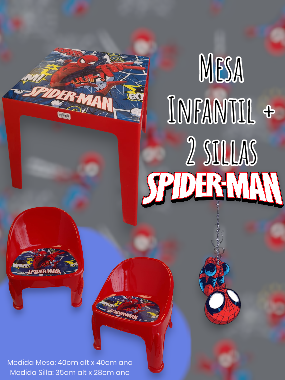 Mesa Infantil + 2 Sillas Spiderman