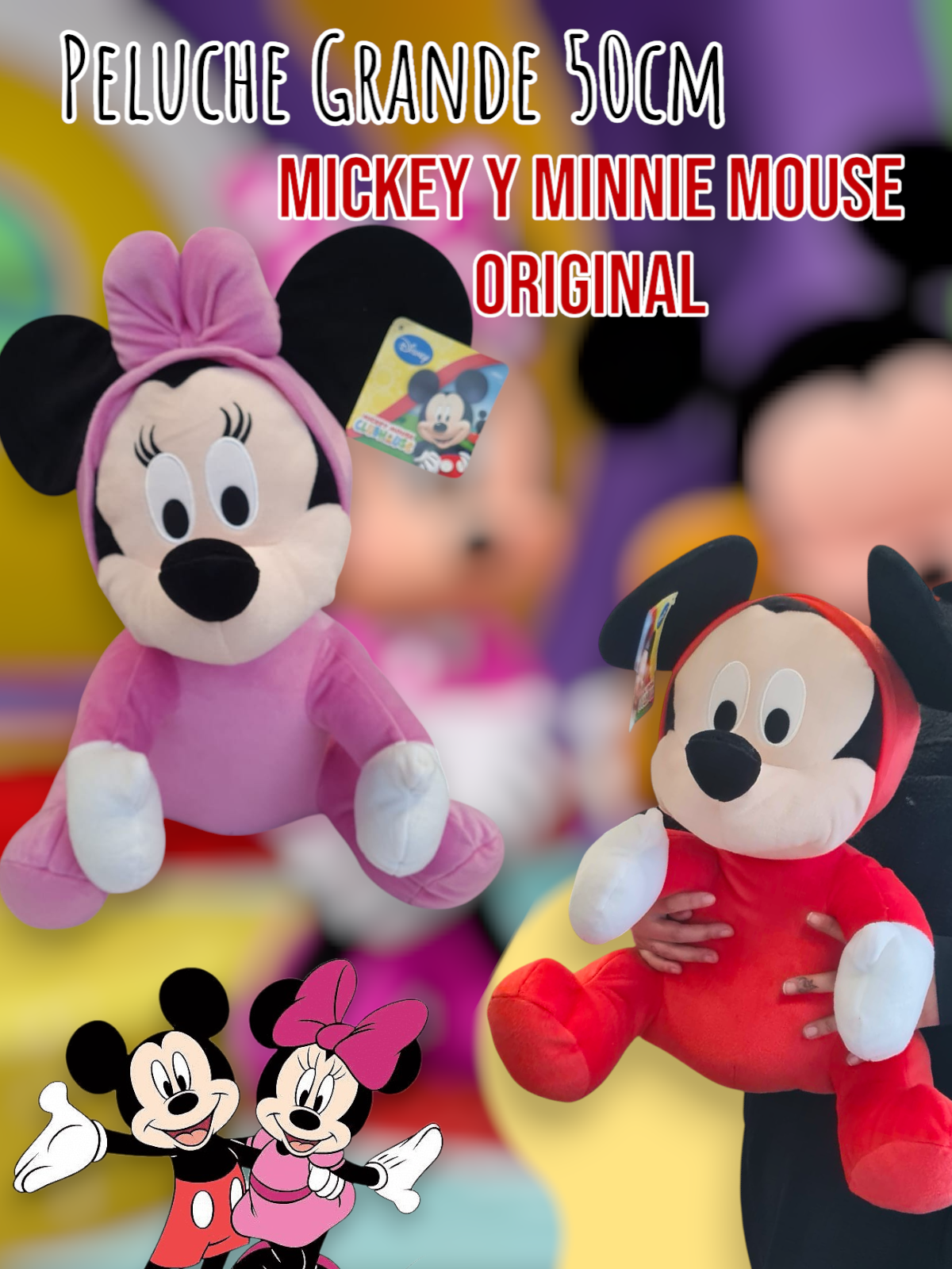 Peluche Grande Mickey y Minnie Mouse Original 50cm
