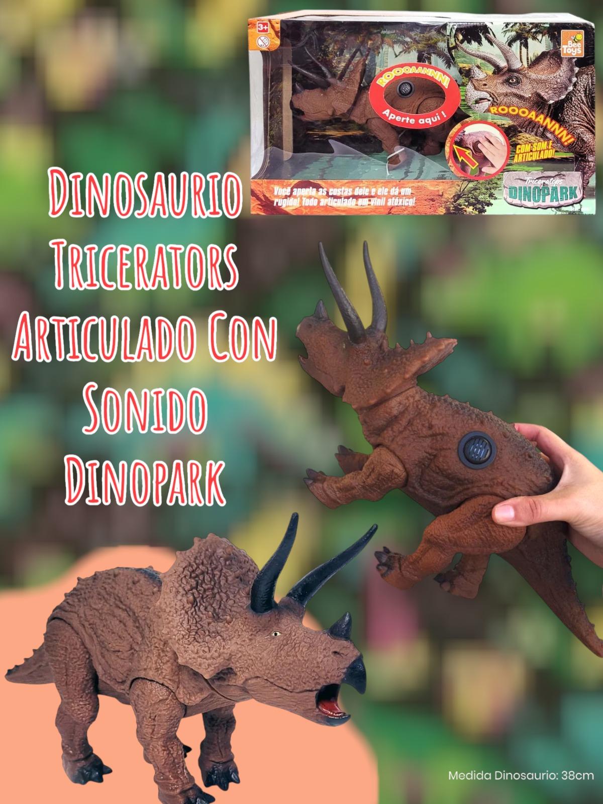 Dinosaurio Tricerators Articulado Con Sonido Dinopark