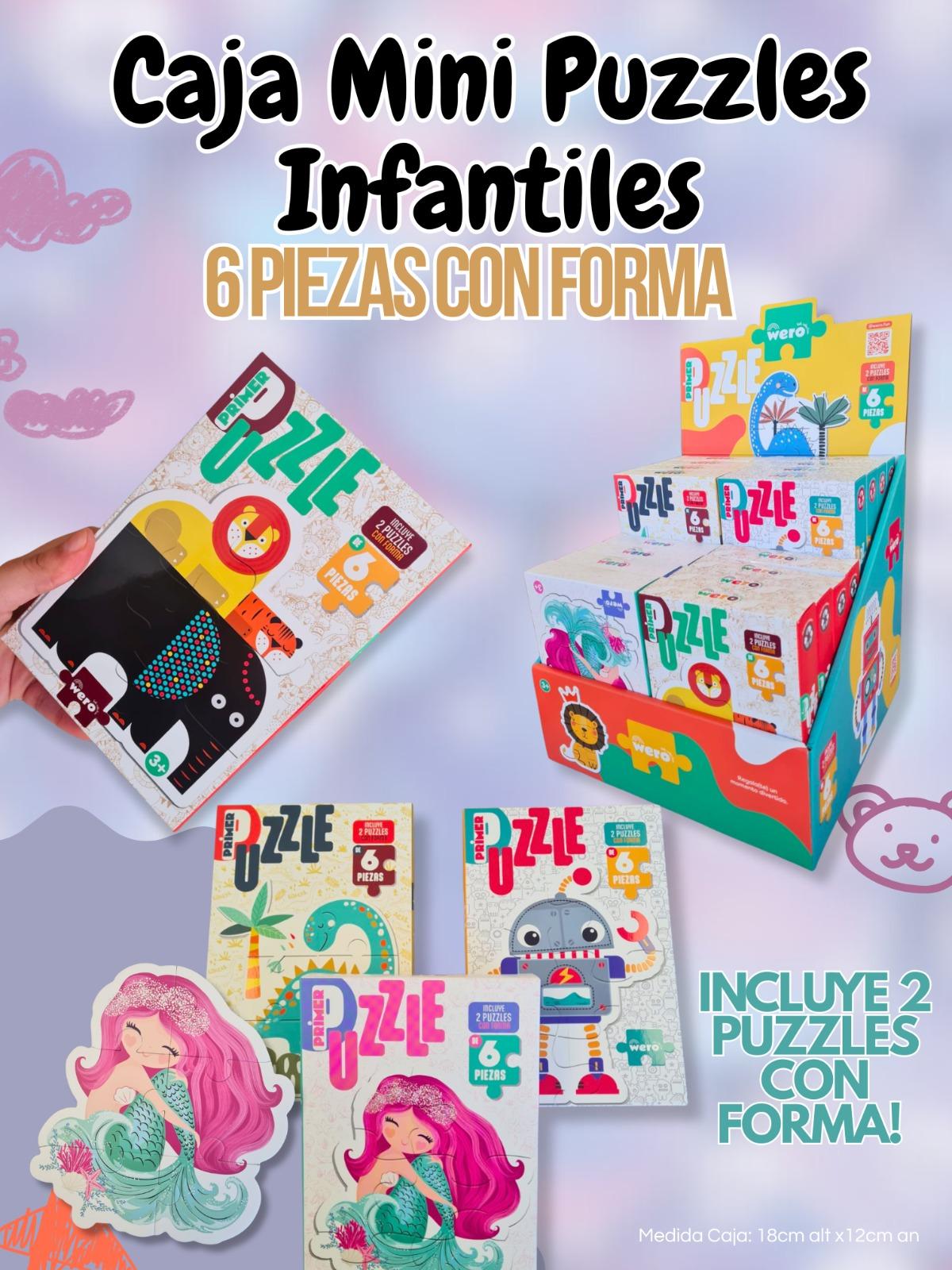 Caja Mini Puzzles Infantiles 6 Piezas con Forma