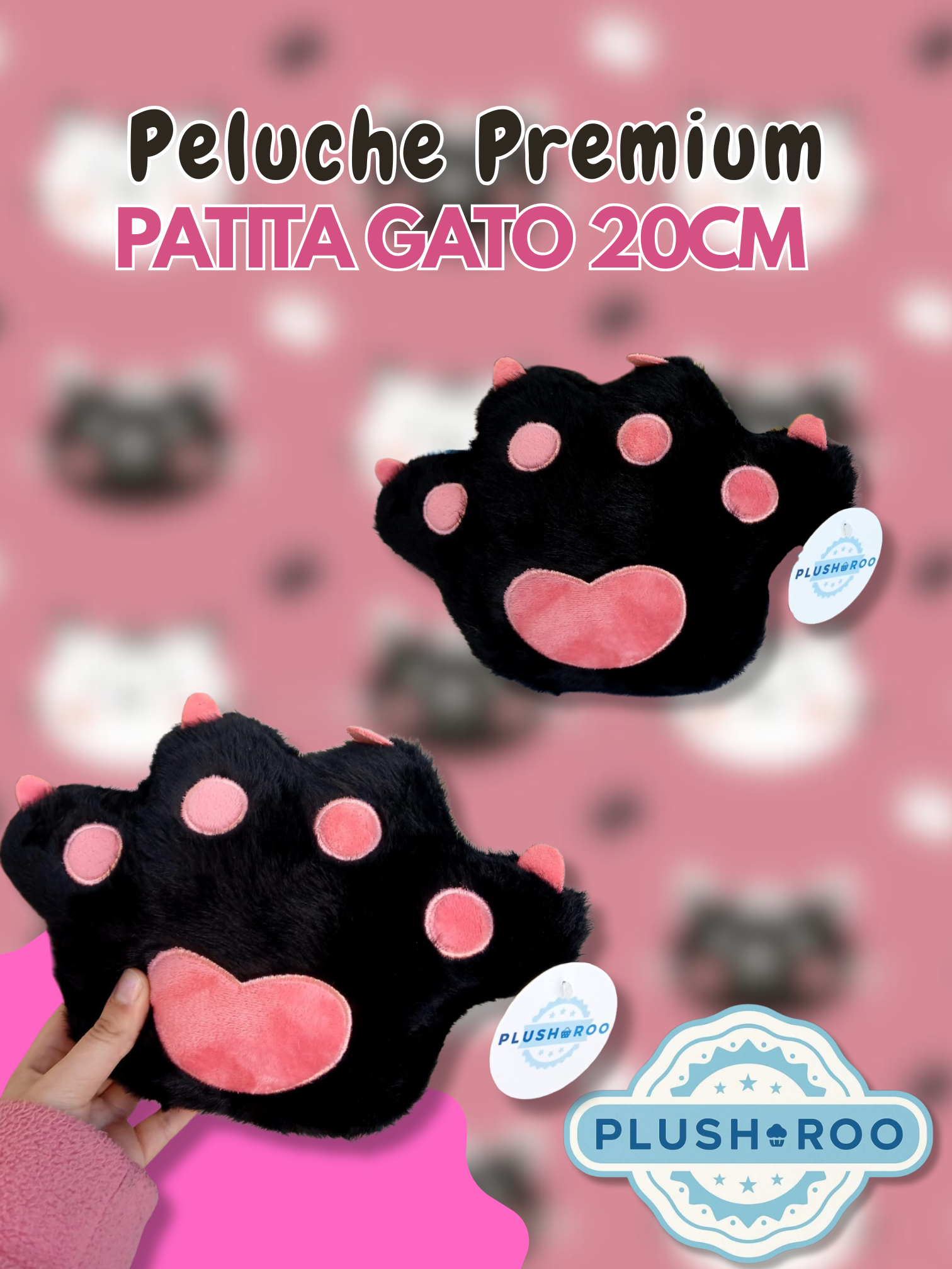 Peluche Premium PLUSHAROO Patita Gato 20cm