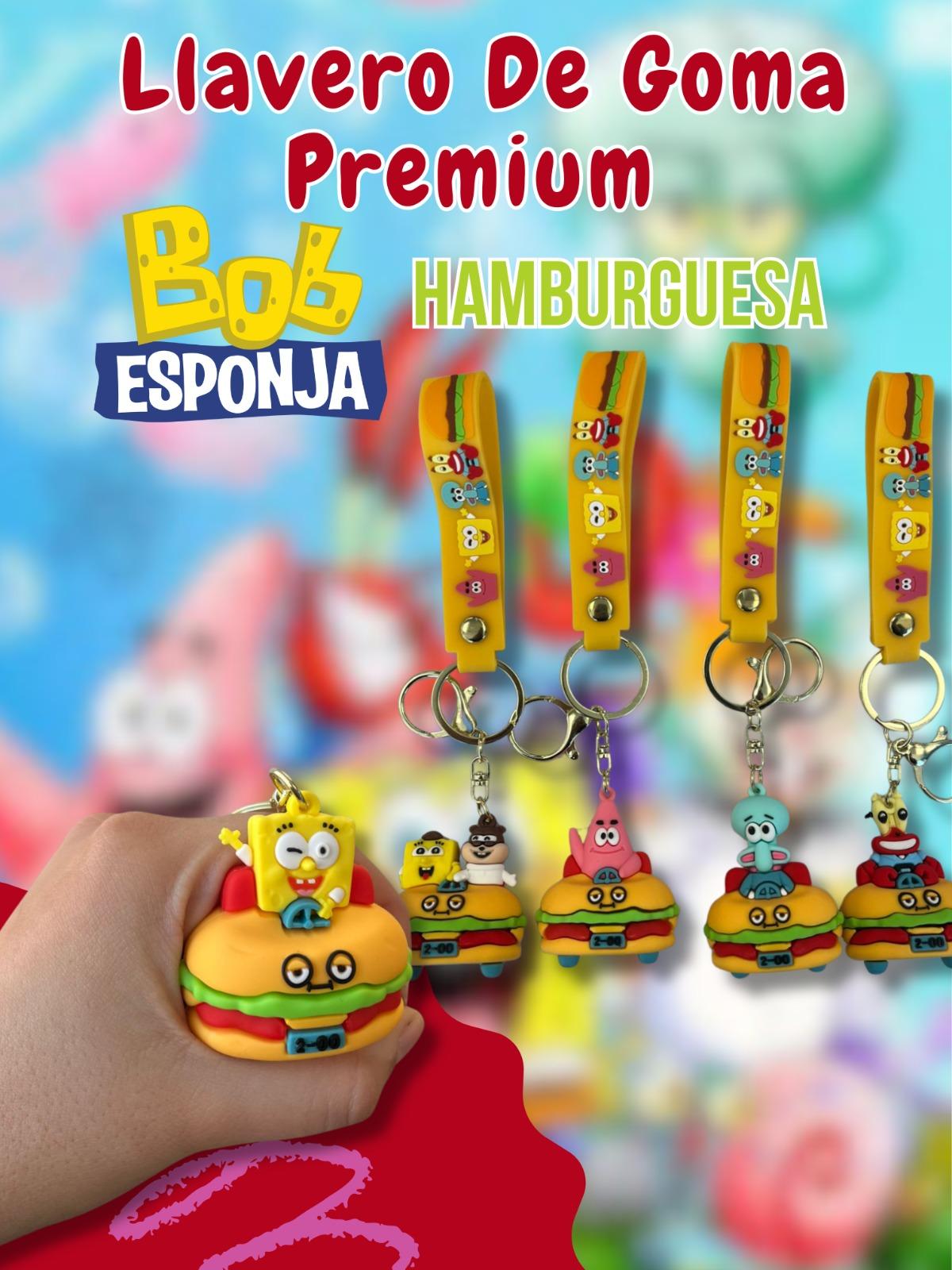 Llavero De Goma Premium Bob Esponja Hamburguesa