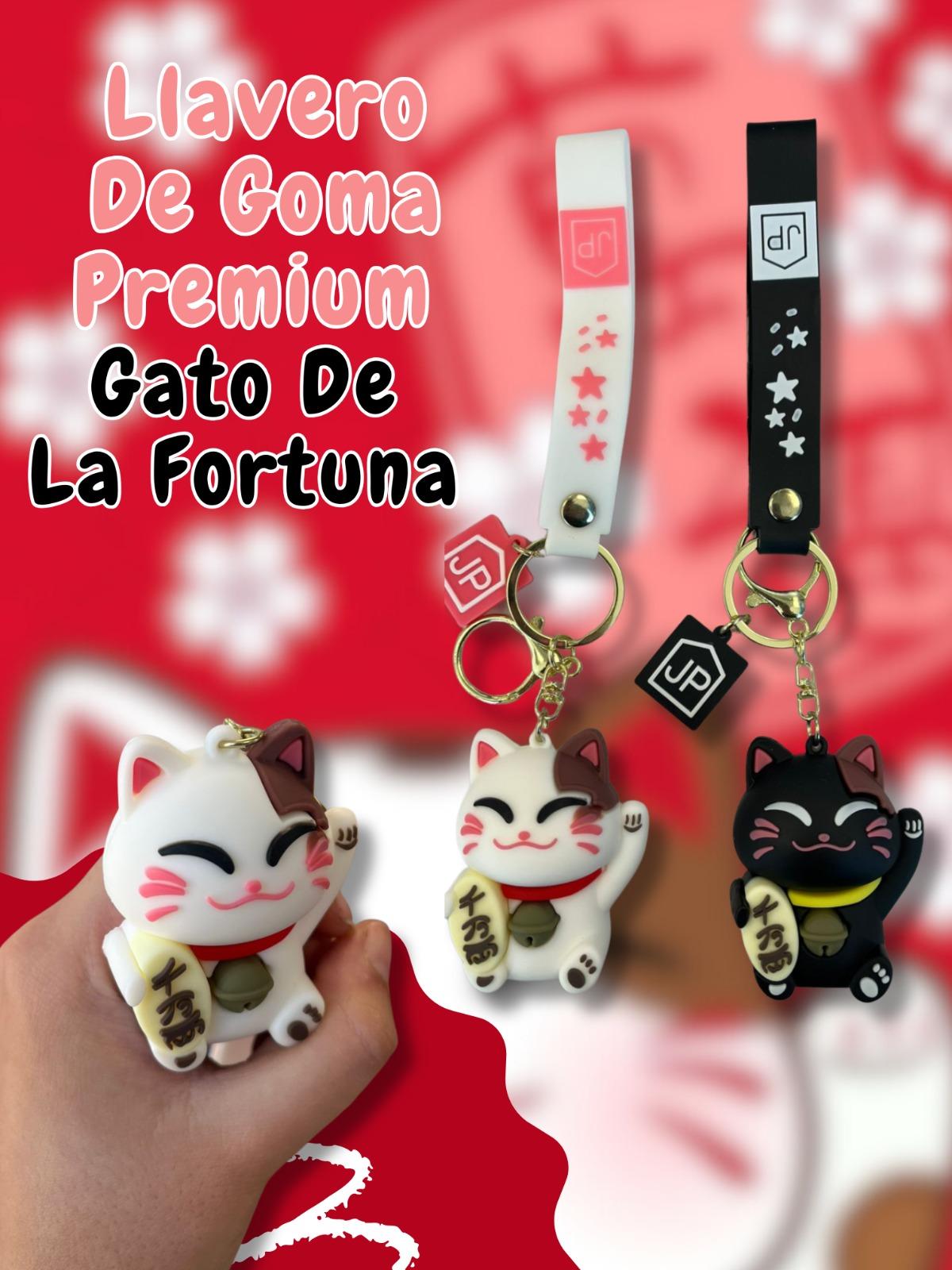 Llavero De Goma Premium Gato De La Fortuna