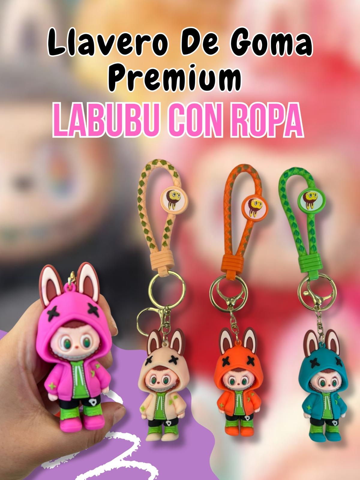 Llavero De Goma Premium Labubu Con Ropa