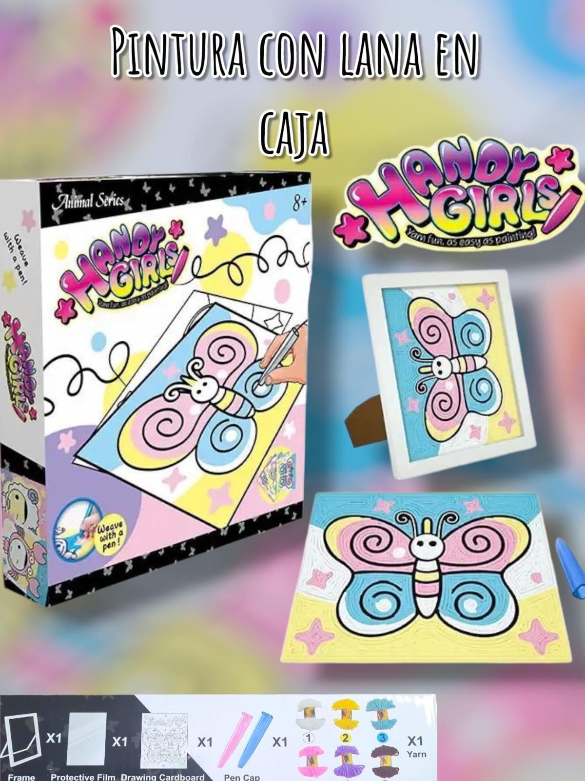 Pintando con lana en caja