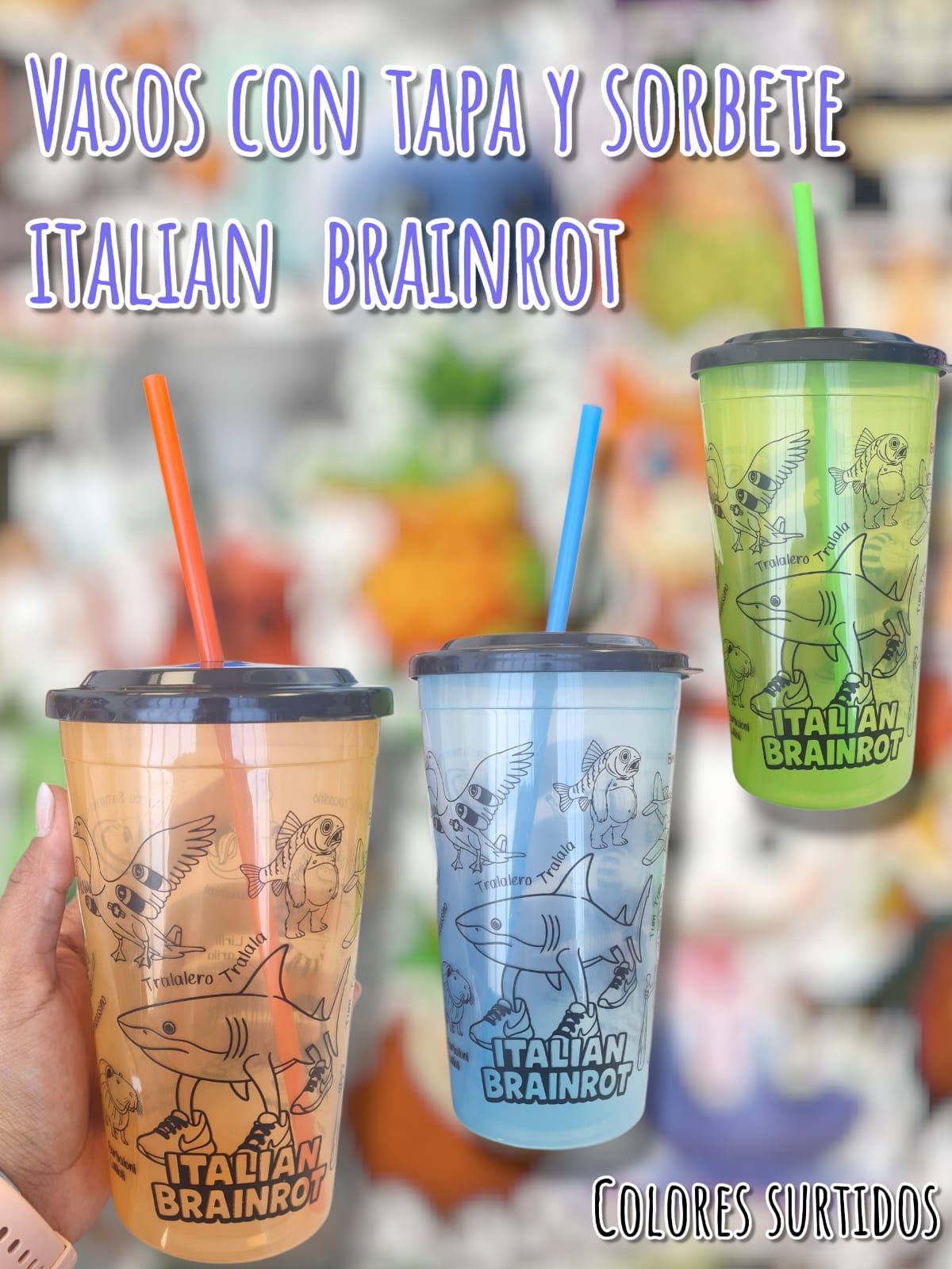 Vaso con Tapa Plana y Sorbete ITALIAN BRAINROT