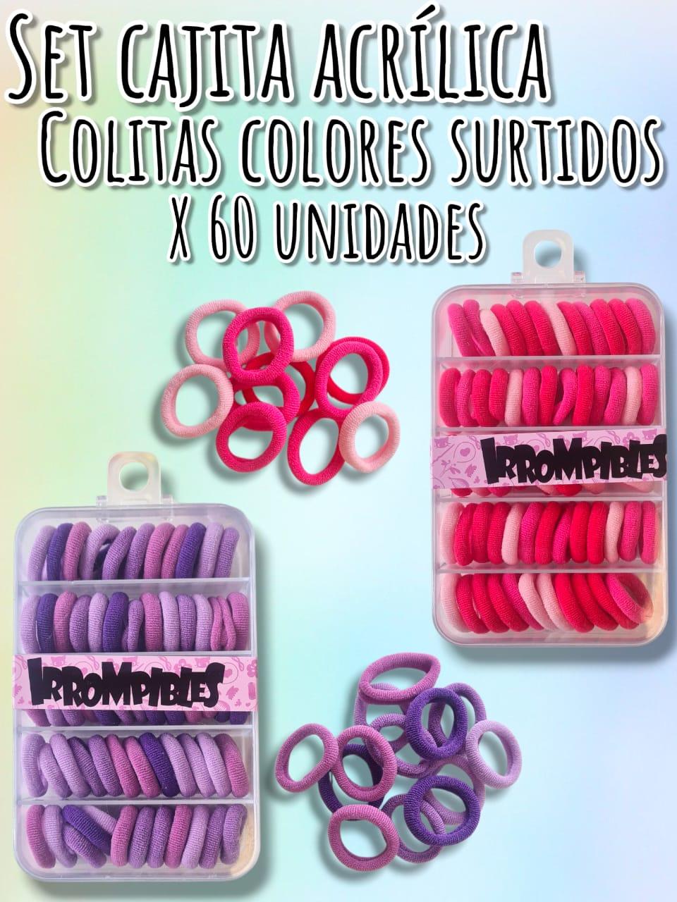 Set cajita acrilica Colitas Surtidas en x60 unidades