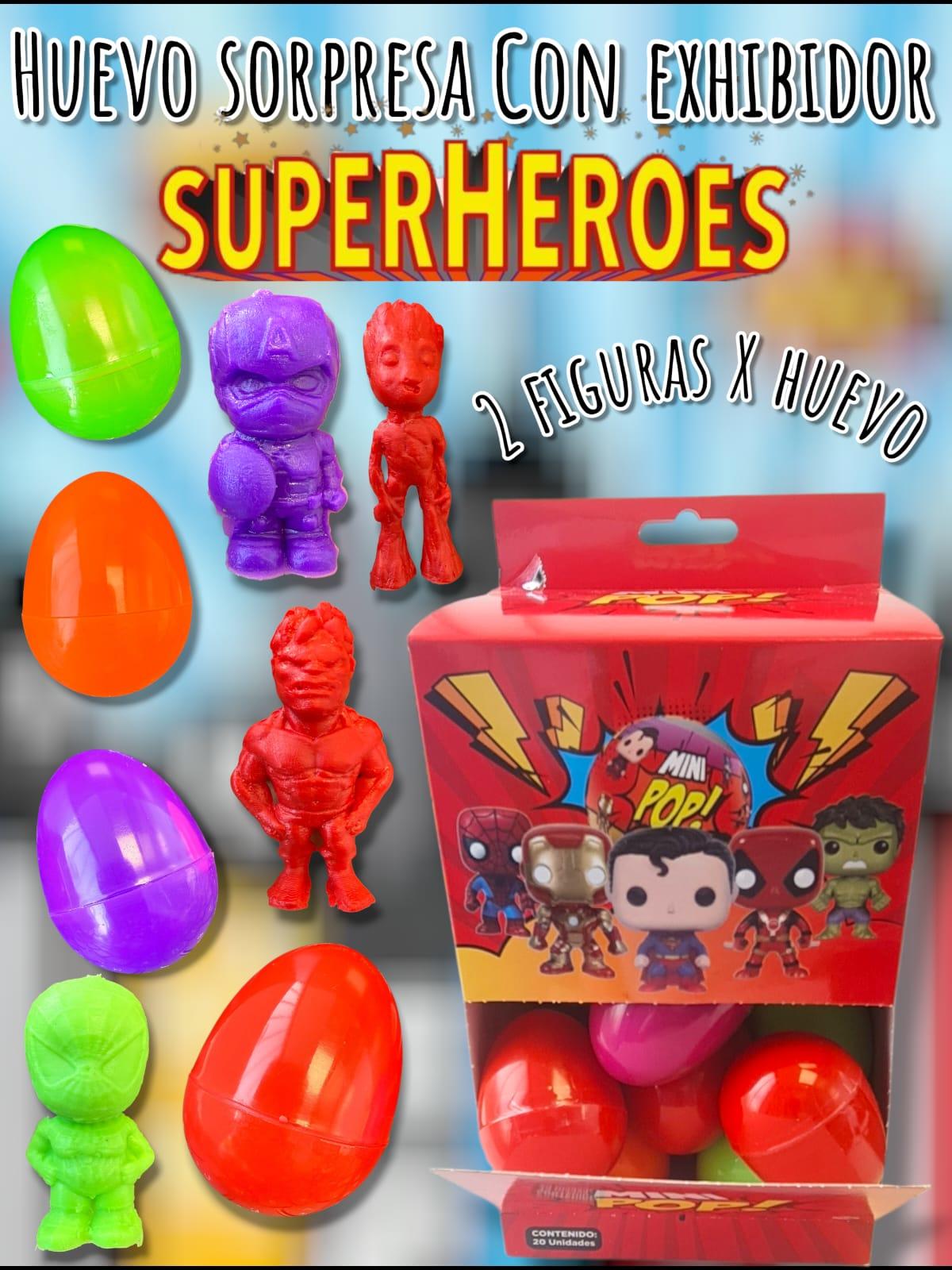 Huevo Sorpresa Mini Superheroes con exhibidor 