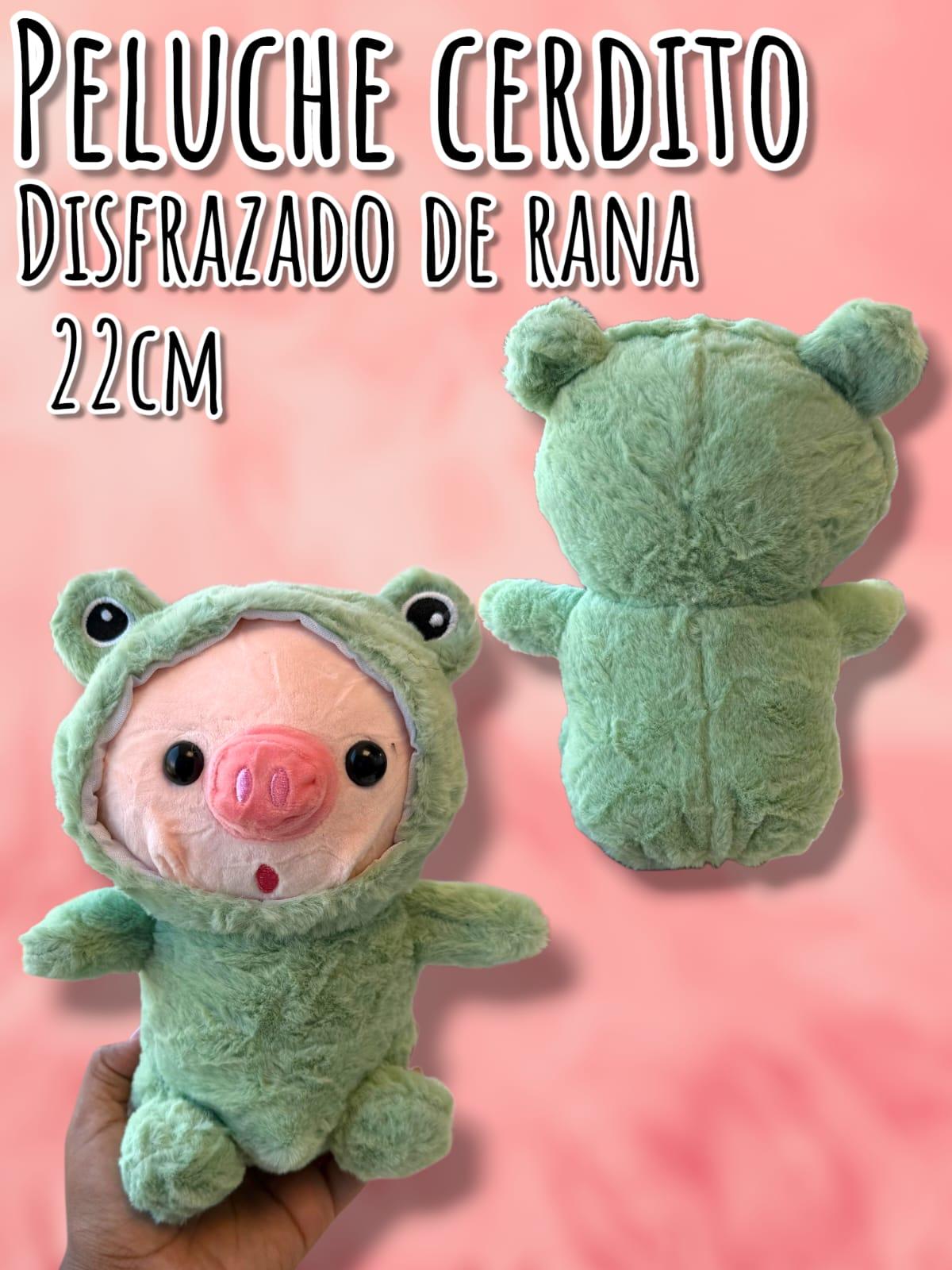 Peluche Cerdito disfrazado de rana 22cm