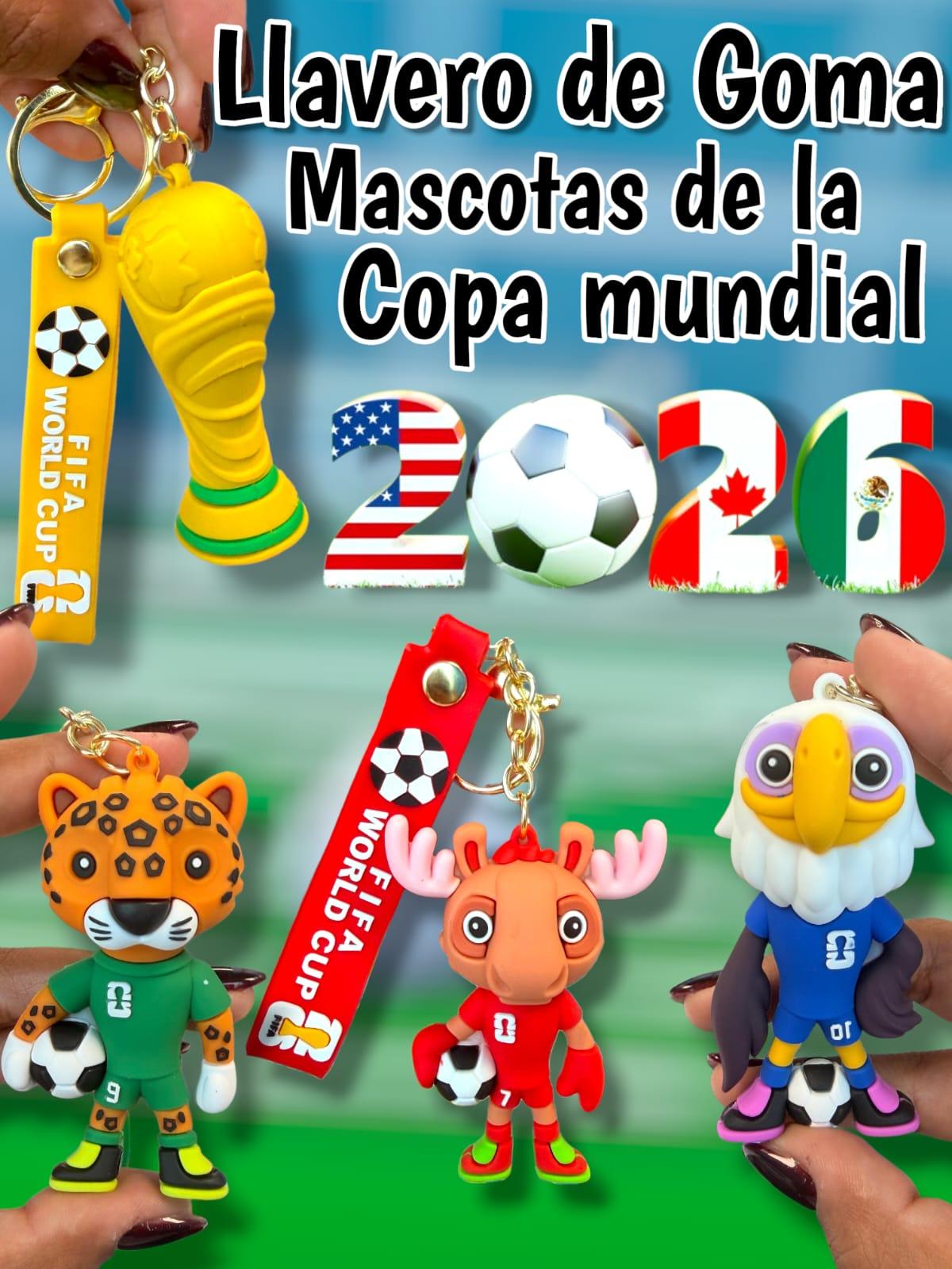 LLAVERO DE GOMA MASCOTAS DE LA COPA MUNDIAL 