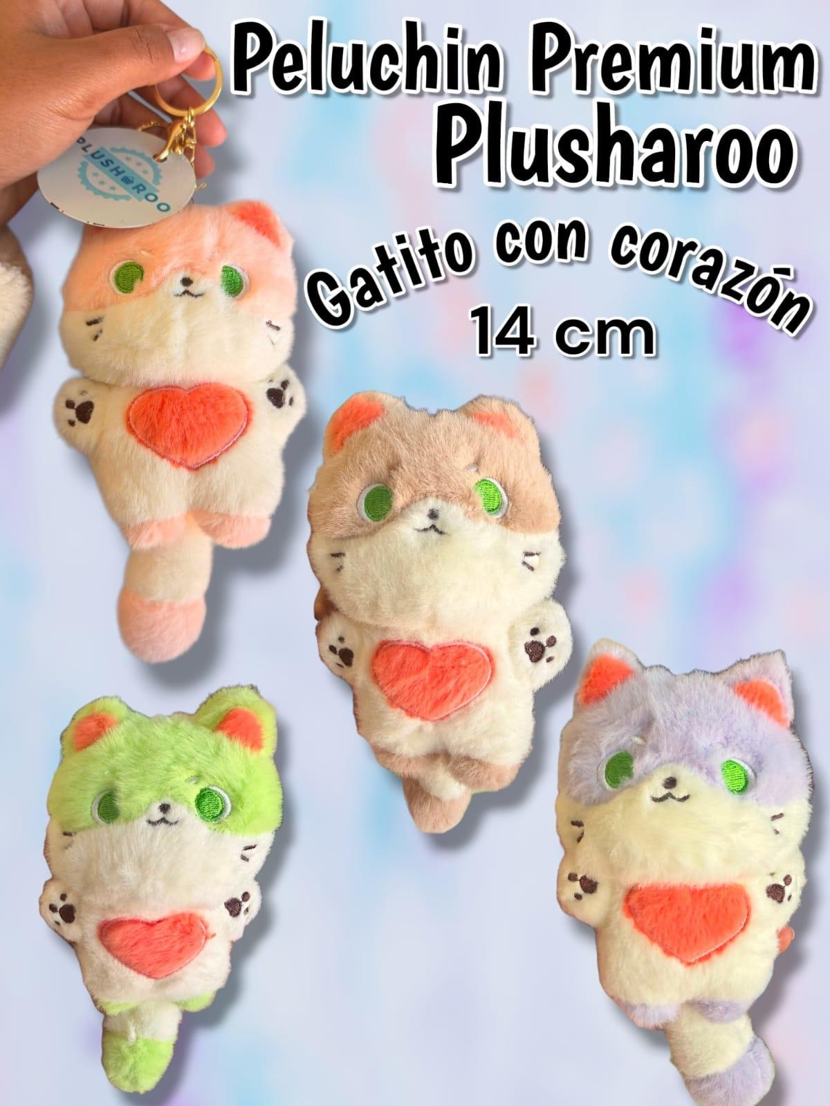 Peluchin Premium Plusharoo Gatito Corazon 14 cm