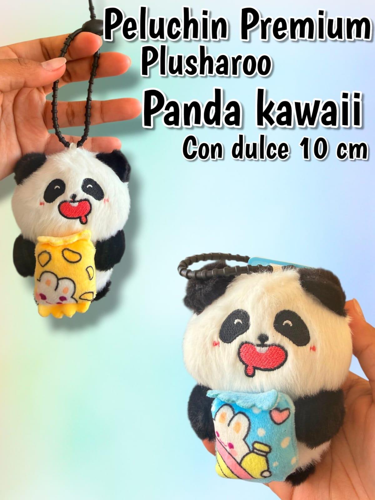 Peluchin premium Plusharoo panda kawaii con dulce 